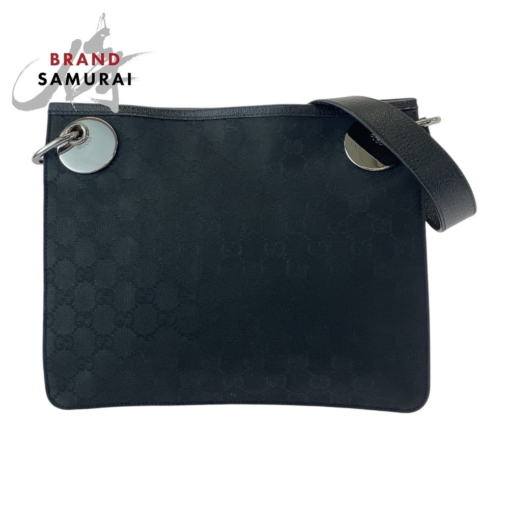 GUCCI black shoulder bag messenger GG canvas leather